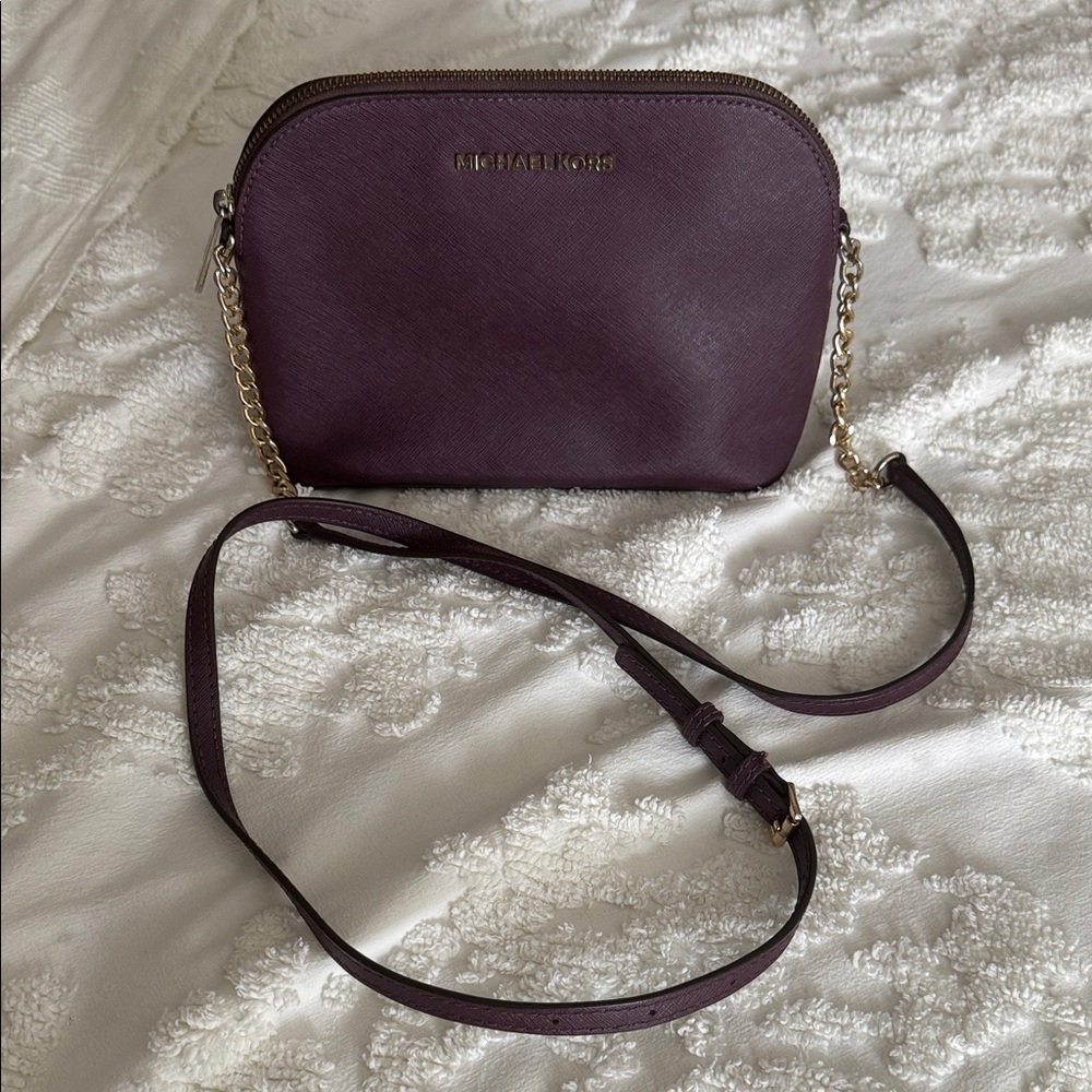 Michael Kors Plum Crossbody Bag with Gold Chain